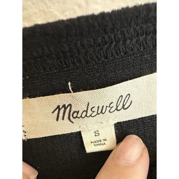 Madewell Women's Black Crepe Square-Neck Long Puff-Sleeve Top AI514 - SMALL - Picture 3 of 6